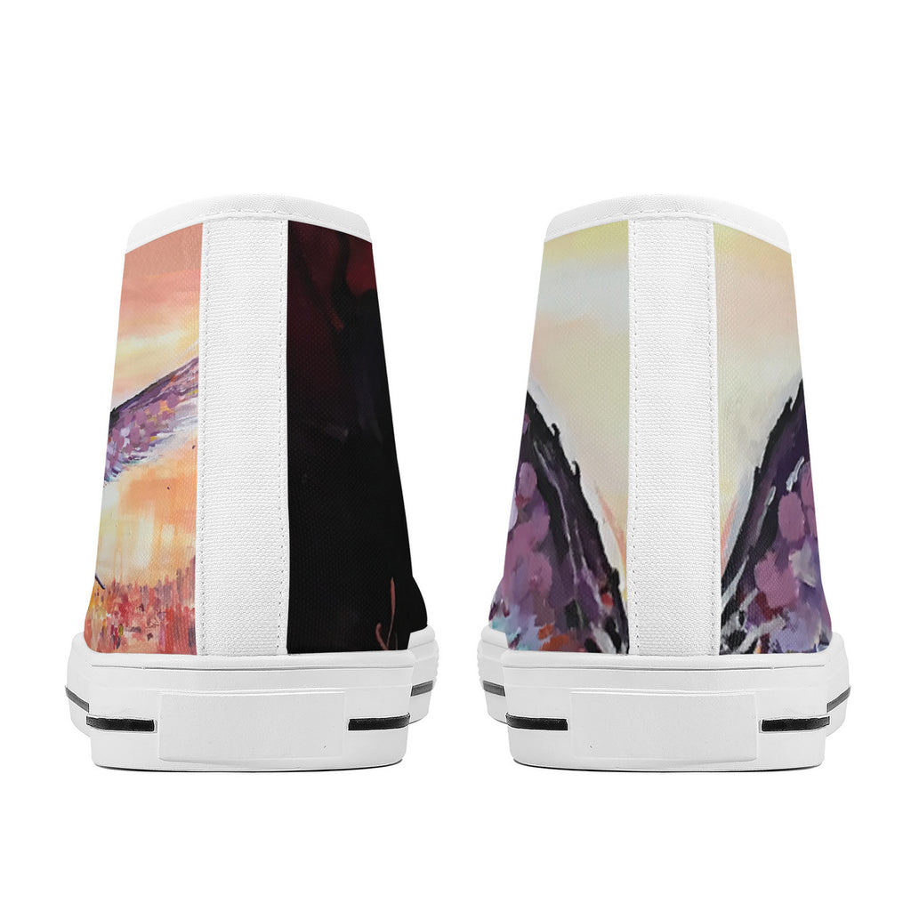 The Final Descent Wings – Wearable Art High-Top Sneakers | Original Artwork
