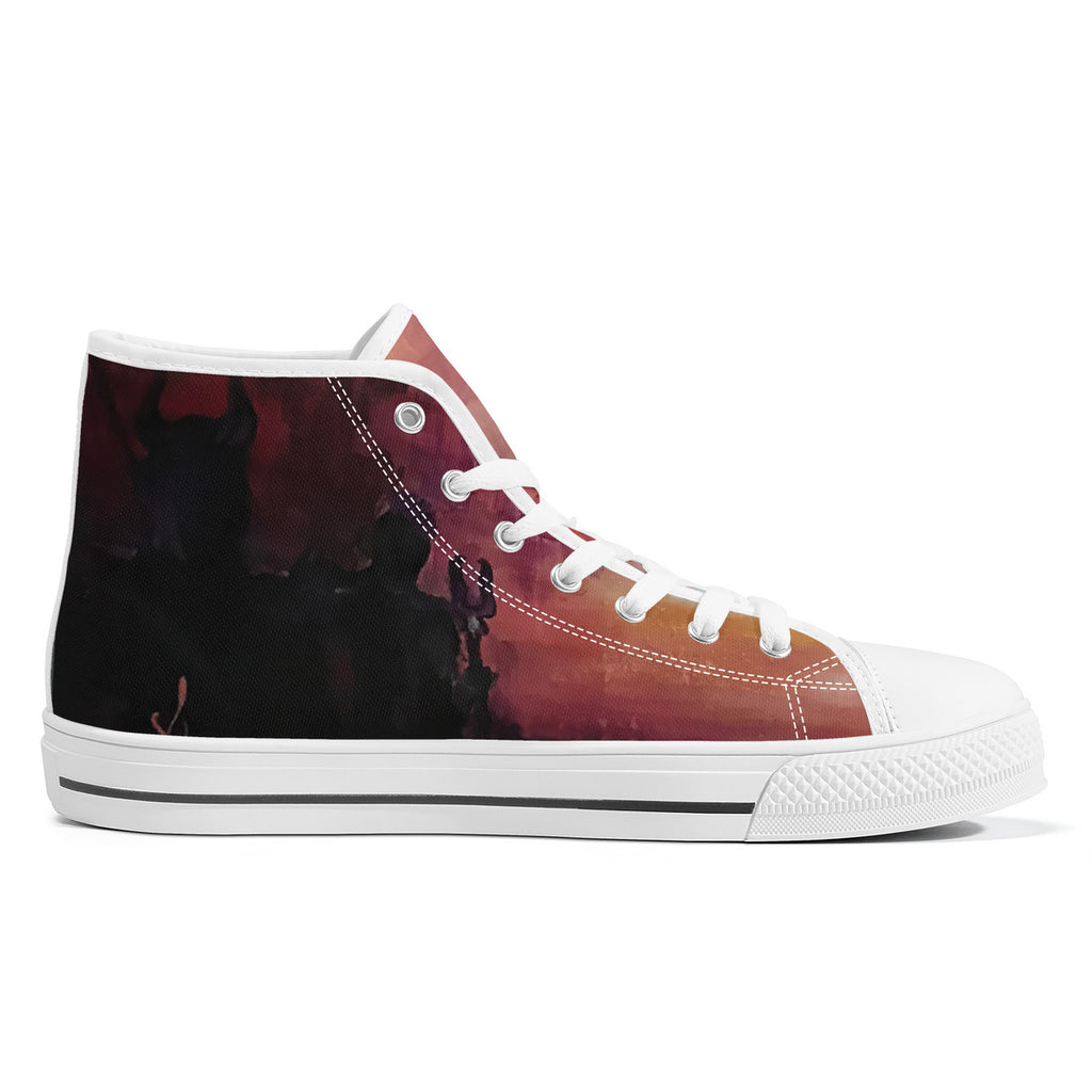 The Final Descent Wings – Wearable Art High-Top Sneakers | Original Artwork