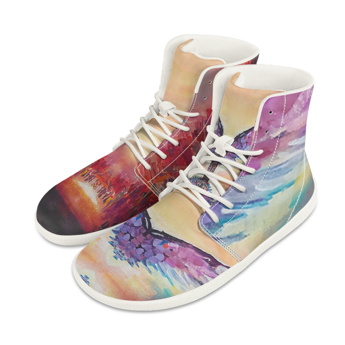 Angel & Demon – Barefoot High-Top Sneakers | Original Artwork