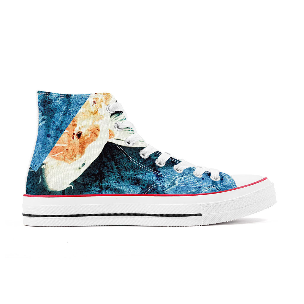 Blue Koi – Wearable Art High-Top Sneakers | Original Artwork by Aysha Austin