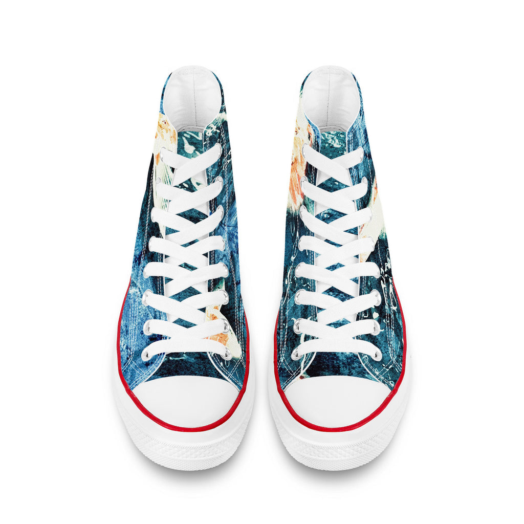 Blue Koi – Wearable Art High-Top Sneakers | Original Artwork by Aysha Austin