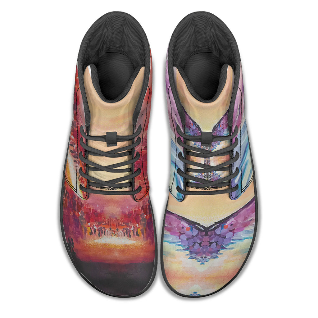 Angel & Demon – Barefoot High-Top Sneakers | Original Artwork