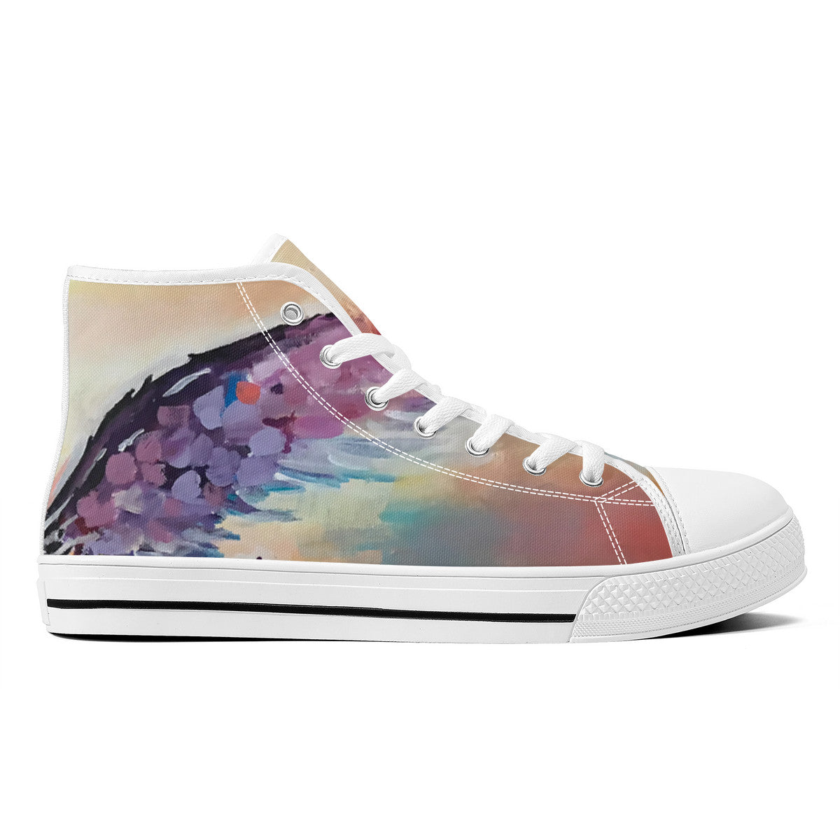 The Final Descent One Wing – Wearable Art High-Top Sneakers | Original Artwork