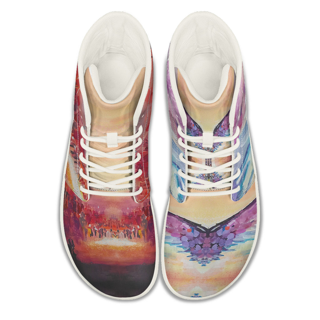 Angel & Demon – Barefoot High-Top Sneakers | Original Artwork