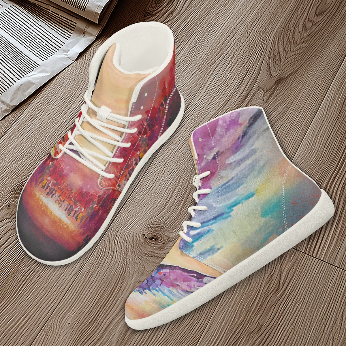 Angel & Demon – Barefoot High-Top Sneakers | Original Artwork