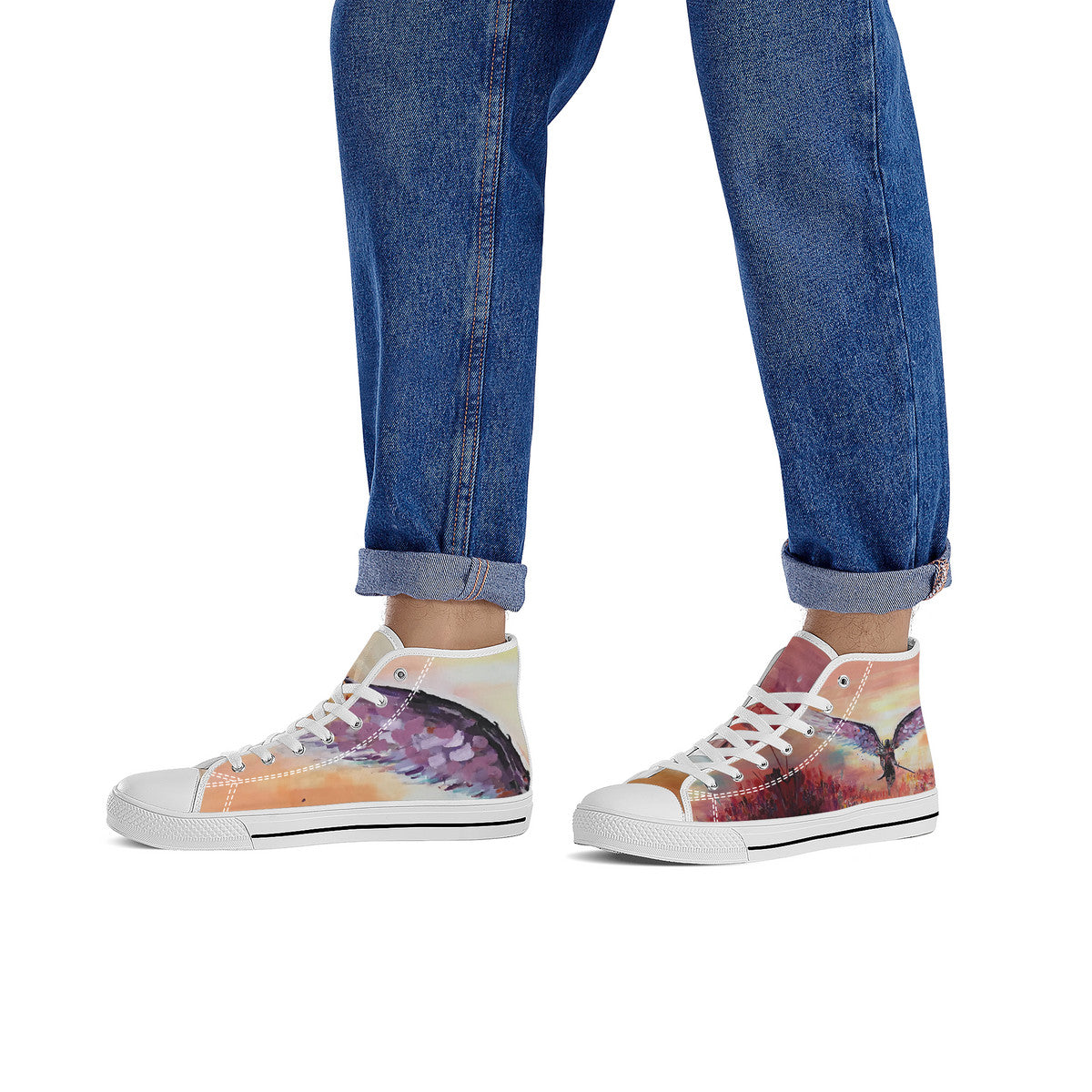 The Final Descent Wings – Wearable Art High-Top Sneakers | Original Artwork