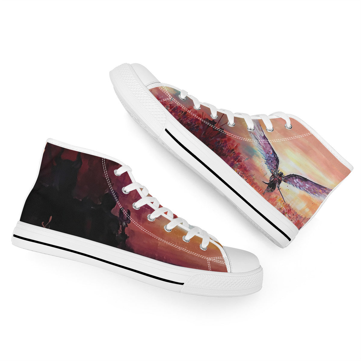 The Final Descent Wings – Wearable Art High-Top Sneakers | Original Artwork