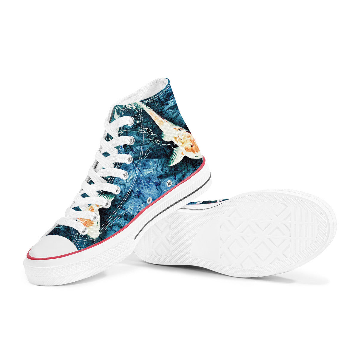 Blue Koi – Wearable Art High-Top Sneakers | Original Artwork by Aysha Austin