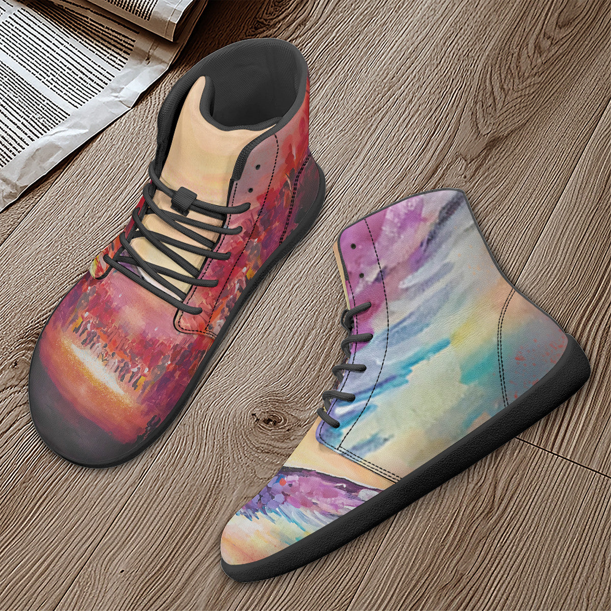 Angel & Demon – Barefoot High-Top Sneakers | Original Artwork