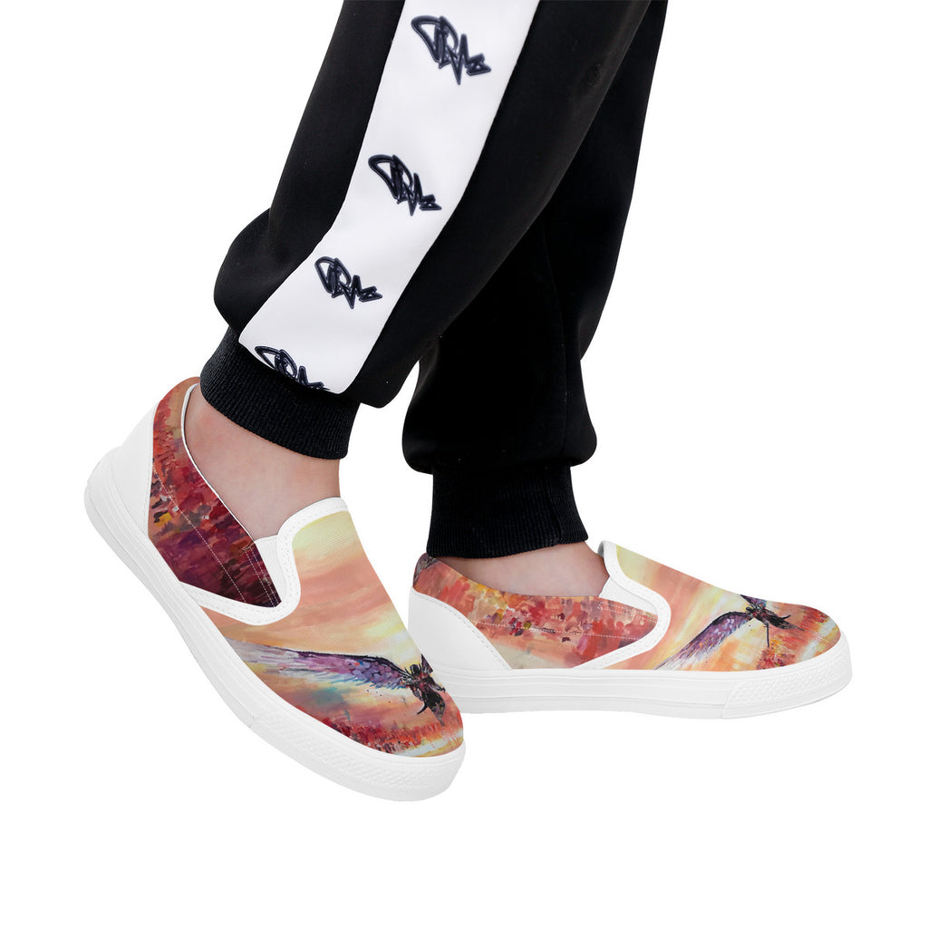 The Final Descent – Kids Canvas Slip-On Shoes | Original Artwork