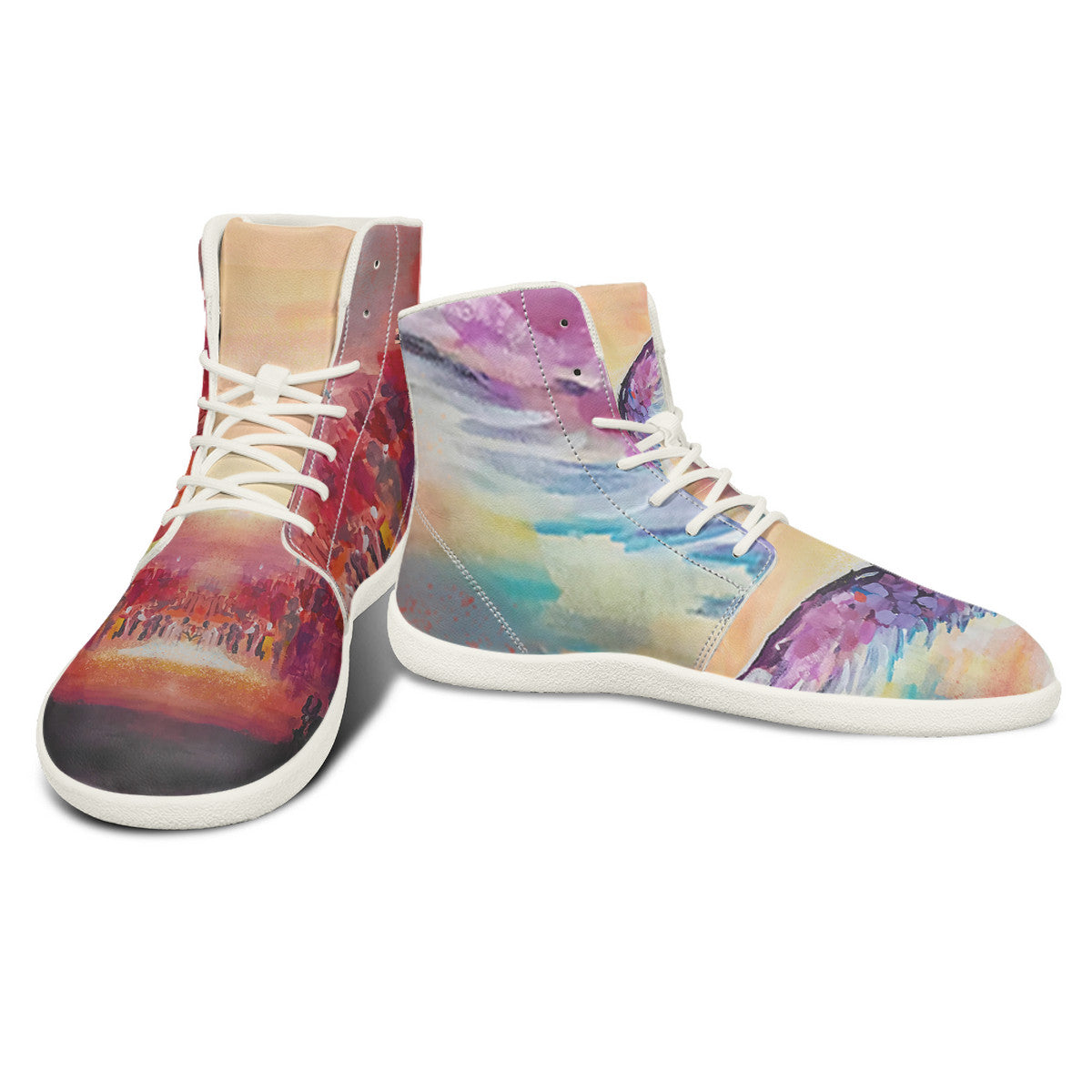 Angel & Demon – Barefoot High-Top Sneakers | Original Artwork