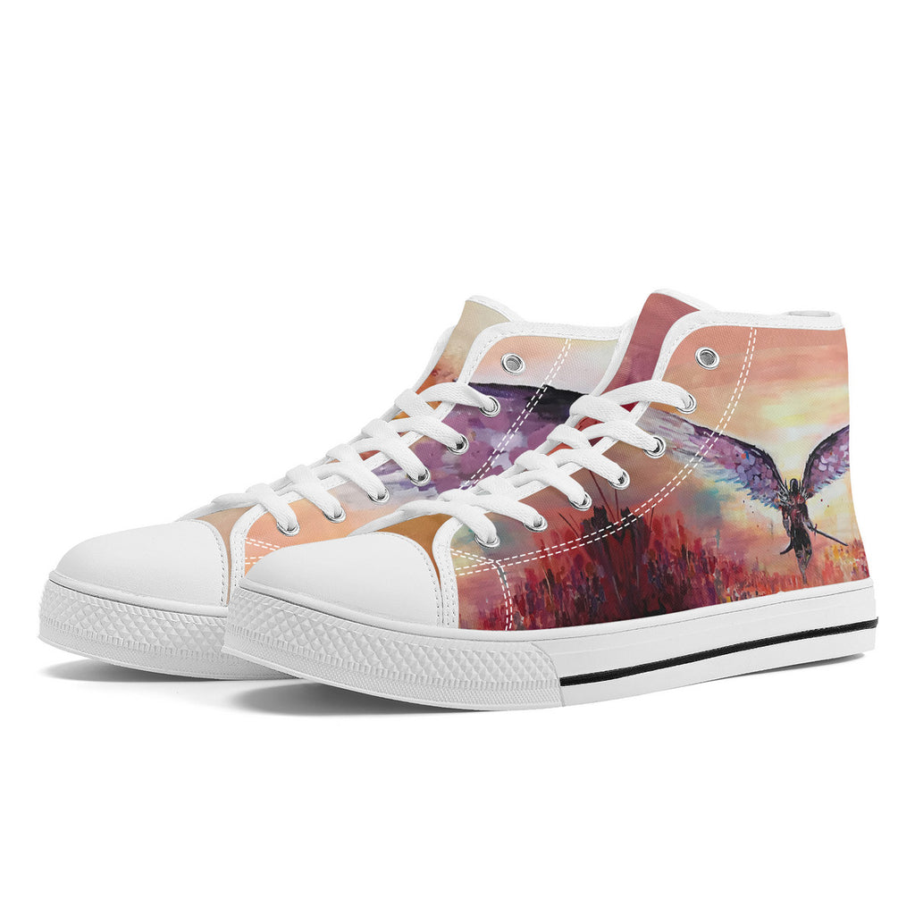 The Final Descent One Wing – Wearable Art High-Top Sneakers | Original Artwork